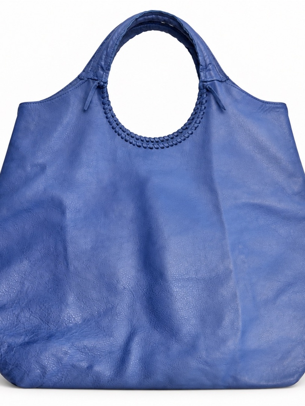 Jennifer Haley Large Sophisticated Shopper Blue Leather Tote